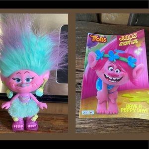Bundle Dreamworld Trolls “Satin” Doll & Coloring Book